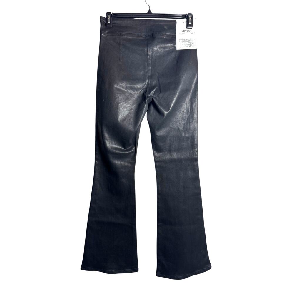 FRAME NWT $228 JetSet Coated Hi Rise Black Flare Pull-on Jean Size 2 - Picture 5 of 10